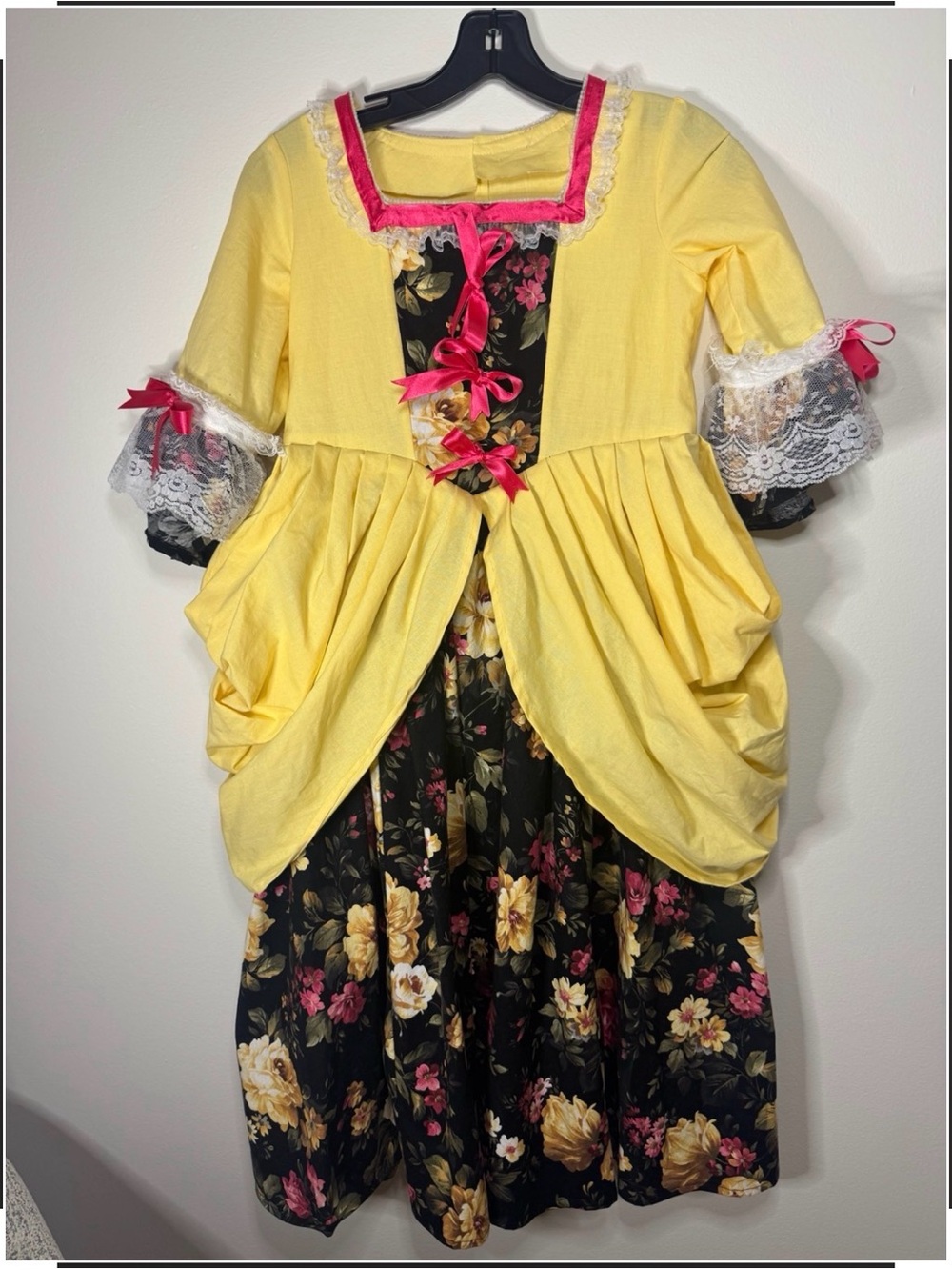 Girls 8-10 butter yellow colonial costume dress